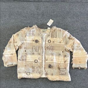 Textured Beige and Cream Blazer Size 2XL